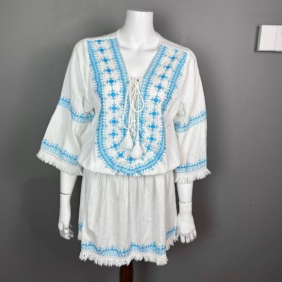 Melissa Odabash Dress Cover up Medium embroidered Tennis boho Martina white - Picture 5 of 14